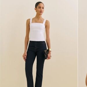 Reformation Darci Linen Top Ivory - Size 2